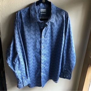 Lucky Brand Saturday Slim Fit Button-down Shirt. Blue with Pattern. Size XL